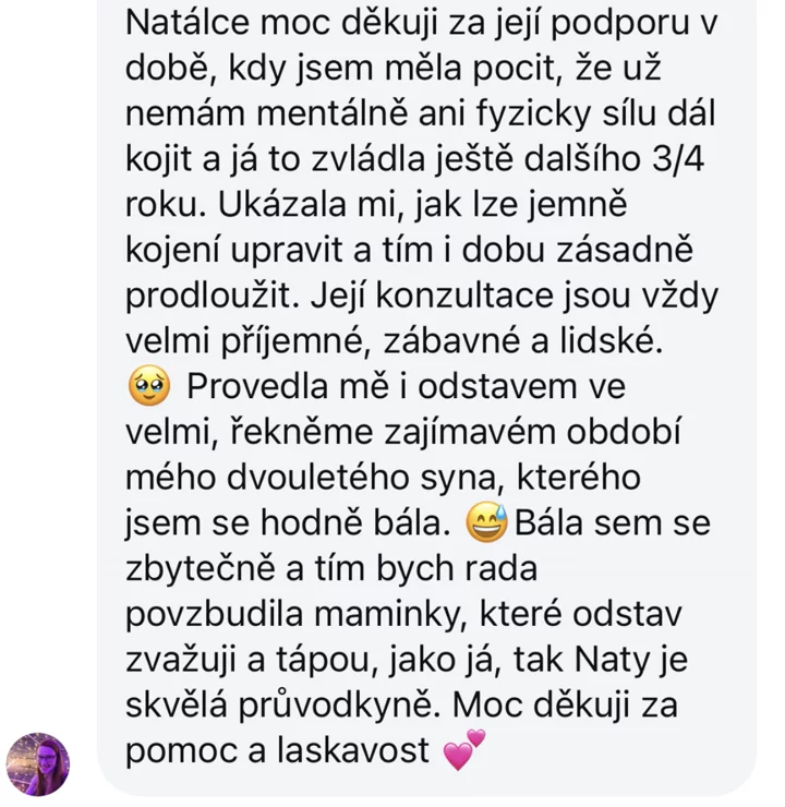 Screenshot zprávy od maminky