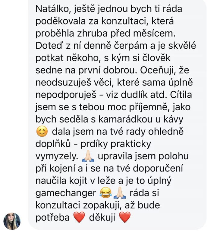 Screenshot zprávy od maminky