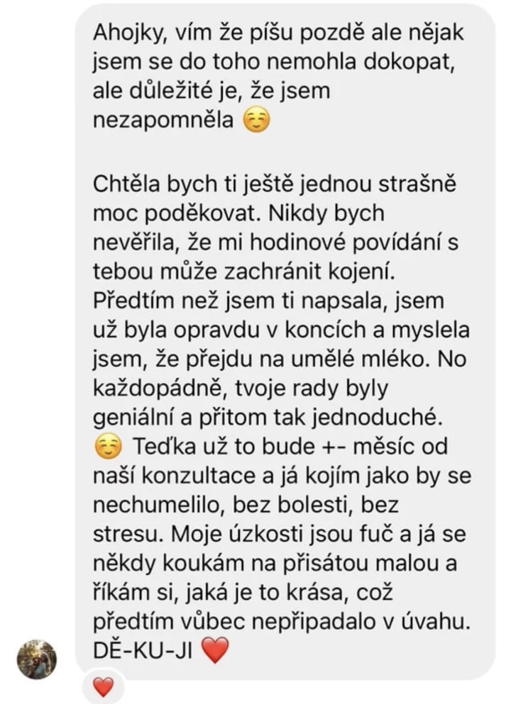 Screenshot zprávy od maminky